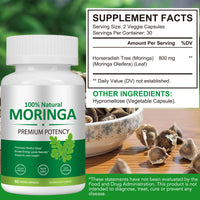 FSLHCY Moringa Capsules 800mg, Rich Moringa Powder Supports Energy, Joint & Immunity & Gut Health, Overall Vitality, Pure Vegan Extract Non-GMO (60pcs)