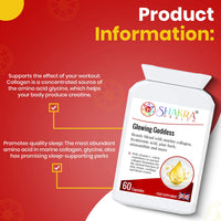 Glowing Goddess 60 Ultimate Marine Collagen Complex Capsules for Bones, Cartilage, Hair, Skin Pigmentation, Ageing, Beauty & UV Protection