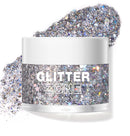 LANGMANNI Holographic Body Glitter Gel for Body, Face, Hair and Lip.Color Changing Glitter Gel Under Light. Vegan & Cruelty Free-1.35 oz (5# Silver Fantasy)