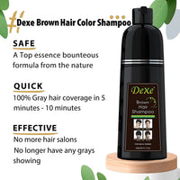 Amzsea Instant hair shampoo, hair dye shampoo for men and women - 100% grey coverage - quick and easy - lasts 30 days 3 in 1 black hair dye (Bottled Brown)