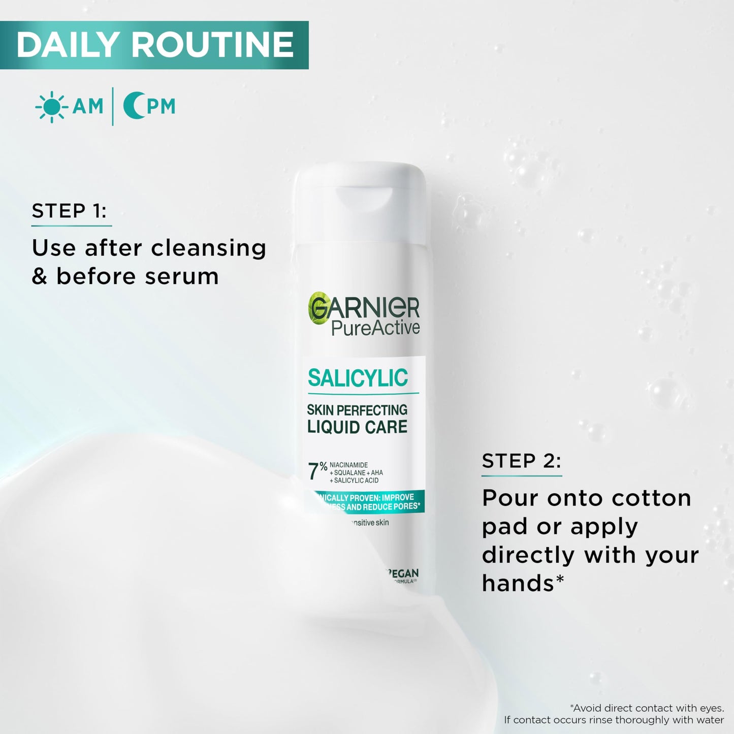 Garnier Salicylic Skin Perfecting Liquid Care 7% [Niacinamide + Squalane + Aha + Salicylic acid] 120ml