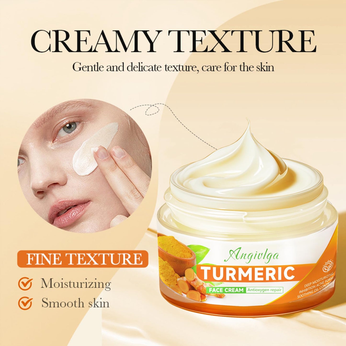 Angivlga Turmeric Face Cream,Anti Aging Cream For Improve Fine Wrinkles,Glowing Skin