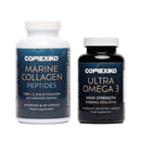 CORREXIKO Marine Collagen Capsules & Ultra Omega 3 Supplement Bundle - 2000mg Hydrolysed Collagen Peptides with Vitamins - High Strength Omega 3 Capsules - for Hair, Skin & Nails - 30 Day Supply