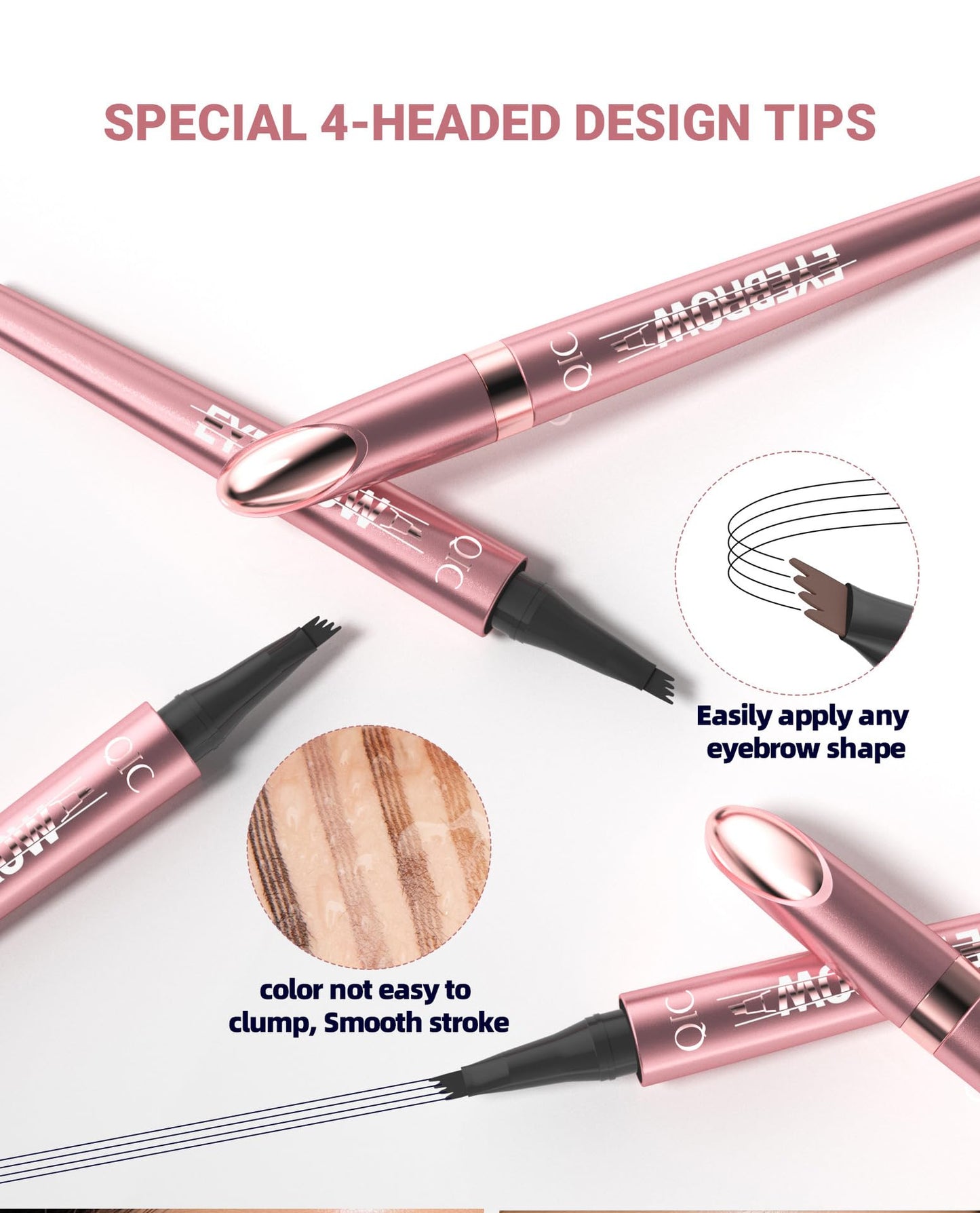 HOPHAT Magic Liquid Eyebrow Pencil - New 4 Tip Microblade Eyebrow Pen, Eyebrow Contouring Pen, Natural Long-Lasting Hair-Like Defined Brows Microblading Eyebrow Pencil (# 01)