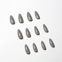 SXVME Dark Grey False Nails Medium, Acrylic Press on Nails Almond Solid Color Full Cover Fake Nails Medium Stiletto Stick on Nails for Women DIY Nail Art 24 Pcs