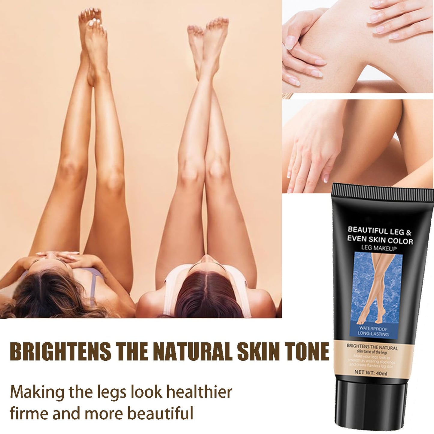 QUIWEN Waterproof Leg Makeup, Long-Lasting Even Skin Colour, 40ml, Set of 2