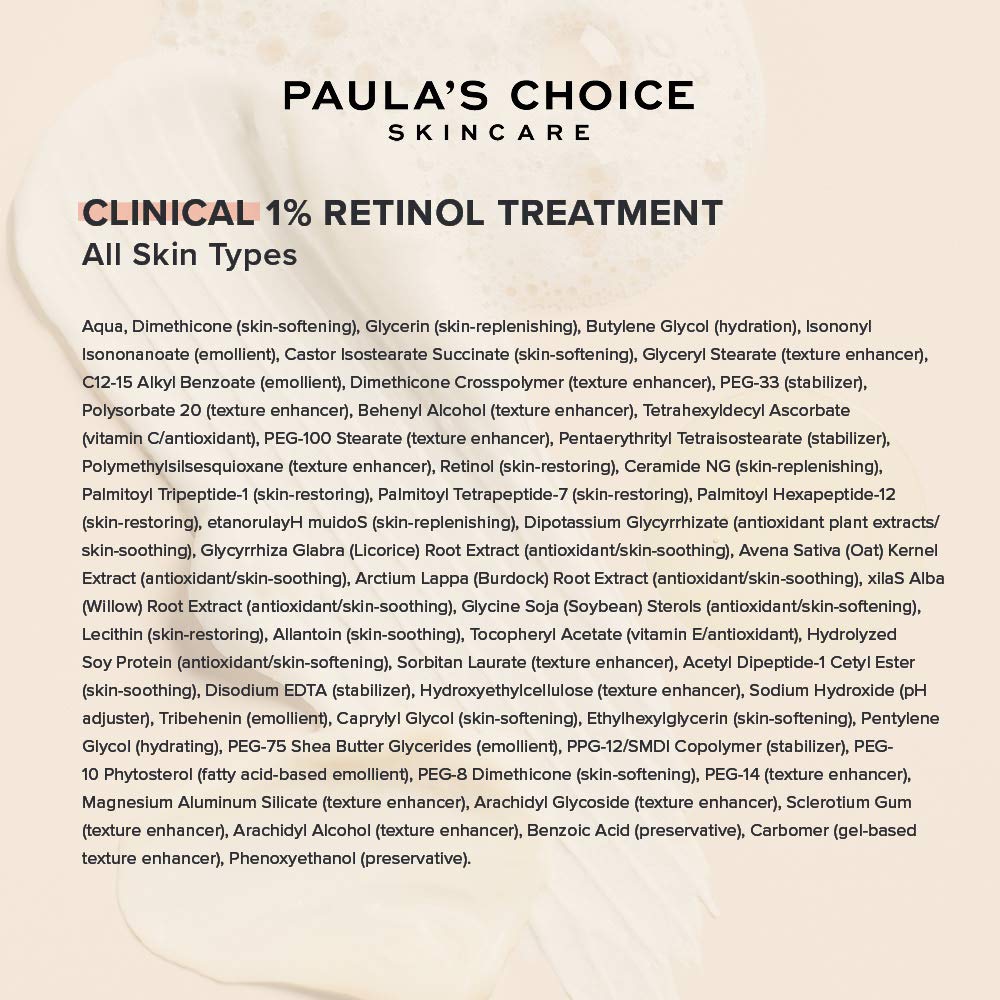 Paula's Choice CLINICAL 1% Retinol Treatment - Anti Aging & Skin Firming Serum for Face - Fights Wrinkles - with Vitamin C & Peptides - All Skin Types - 30 ml