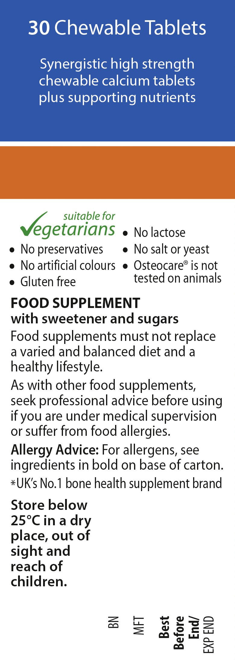 Osteocare Vitabiotics Chewable Tablets, 30 count