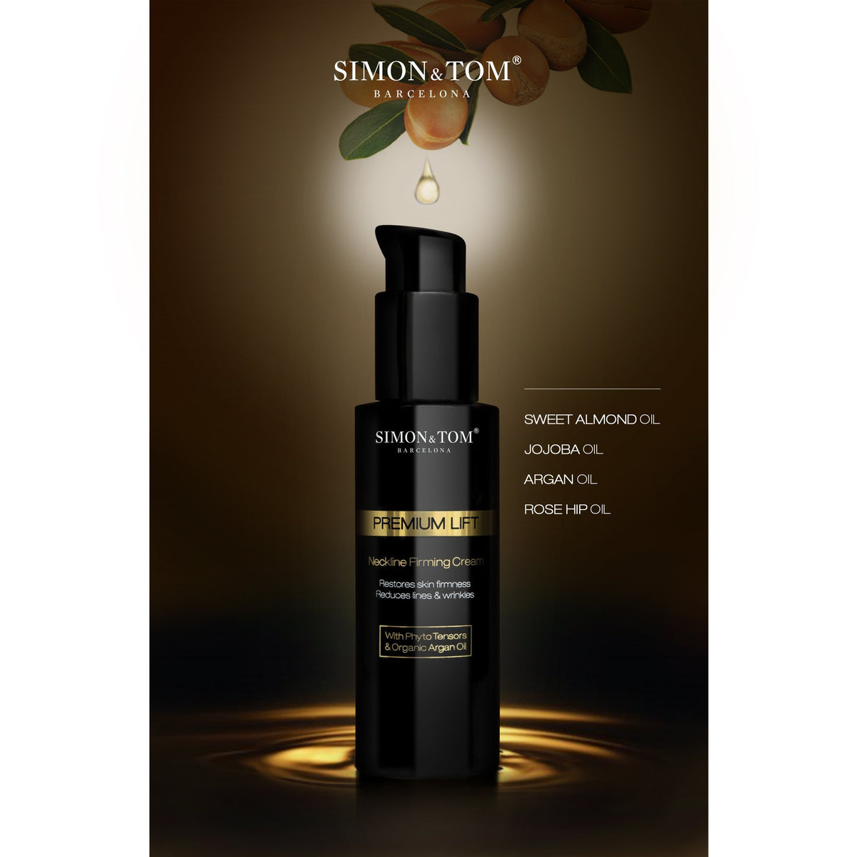 Simon & Tom Simon&Tom Premium Lift Neck Firming Cream Double Chin Reducer Cream | Restores Skin Firmness Anti-Aging Neck Cream | Bio Argan Oil, 100ml