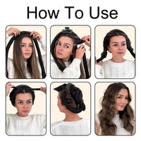 Keratobleem Heatless Curling Set,Velvet Hair Curler with Sleep Cap, DIY Hair Curling Band Styling Kit, Overnight Hair Rollers, Heatless Curls Band for Long Medium Hair - Black