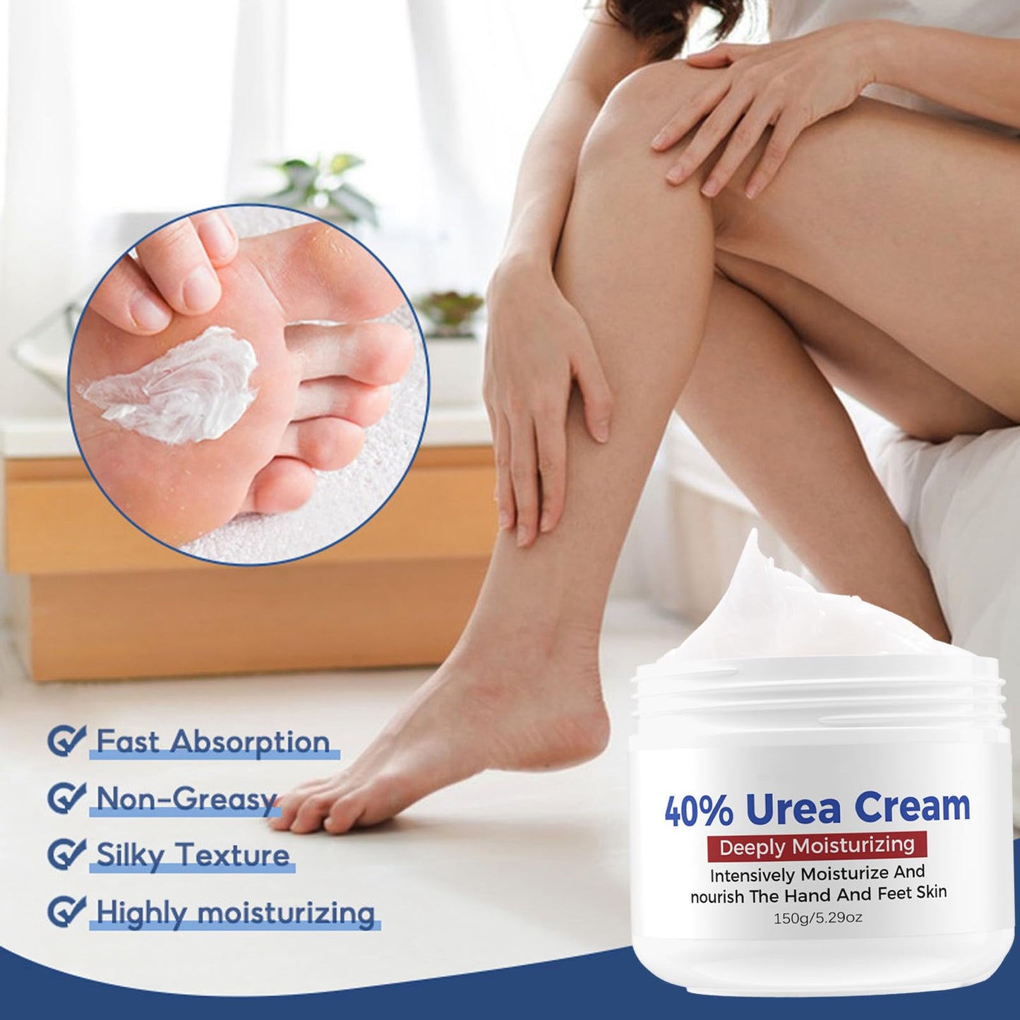 Shengqialun Urea Foot Cream, Urea Cream 40 Percent For Feet, Foot Cream for Cracked Heels and Dry Skin, Urea Cream for Hand,Foot and Body Care Deep Moisturizing Callus Remover Nourishes Soften