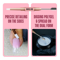 NOVO OVO Upgraded NON-STICKY Polygel Solution Procedure Set, White and Pink non-sticky Poly Gel, Dual-Ended Nail Pen, Extra Slim Nail File, Easy to Use Together with Toe or Hand Nail Dual Forms