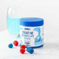 Applied Nutrition Creatine + 700ml Shaker | Creatine Monohydrate Micronized Powder with Flavour, Increases High-Intensity Physical Performance (250g - 50 Servings) (ICY Blue Razz)