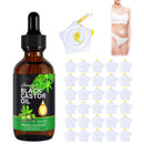 LaluluTek Jamaican Black Castor Oil - Pure Cold Pressed Essential Oil for Body/Face/Skin - Includes 60ml Bottle & 30 Disposable Cotton Packs in Star Shape
