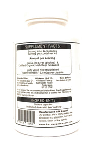 Boru Supplements Grass Fed Beef Liver and kelp Seaweed Capsules 600mg 180 Certified Organic kelp