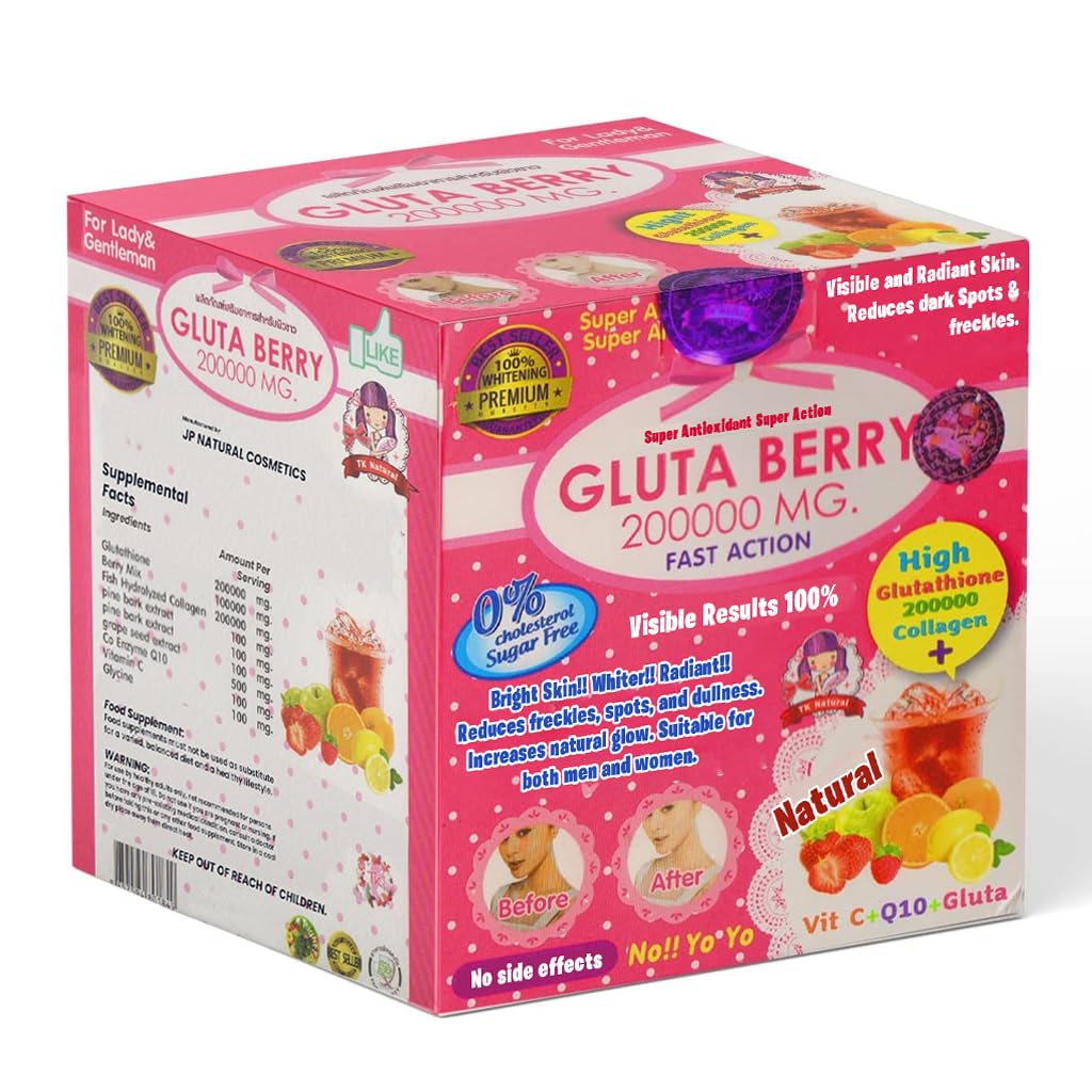 Alizée Spa Gluta Berry 200000Mg Glutathione & Collagen Drink Anti Aging 10 Sachets Fast Actions Marine Collagen Skin Nourishment Skin Dark Spot & Anti-Acne (Pack of 1)