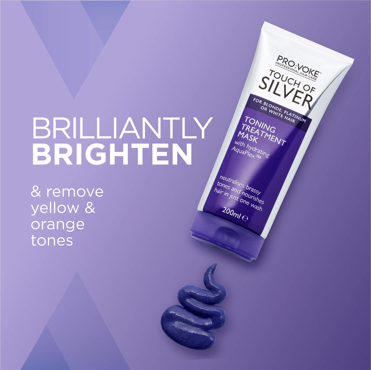 PROVOKE Touch of Silver Toning Treatment Mask 200ml | Purple Conditioner for Blonde, Platinum, White or Grey Hair | Purple Shampoo Alternative to Banish Brassy Tones, packaging may vary