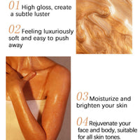 BigyQiu Body Shimmer Oil,Waterproof Gold Bronze Body Glow Liquid,Non-Sticky Face and Body Glow Shimmer,Body Liquid Luminizer Highlighter Shimmering Body Oil,Glitter Body Lotion,Shimmer Moisturiser,80ml