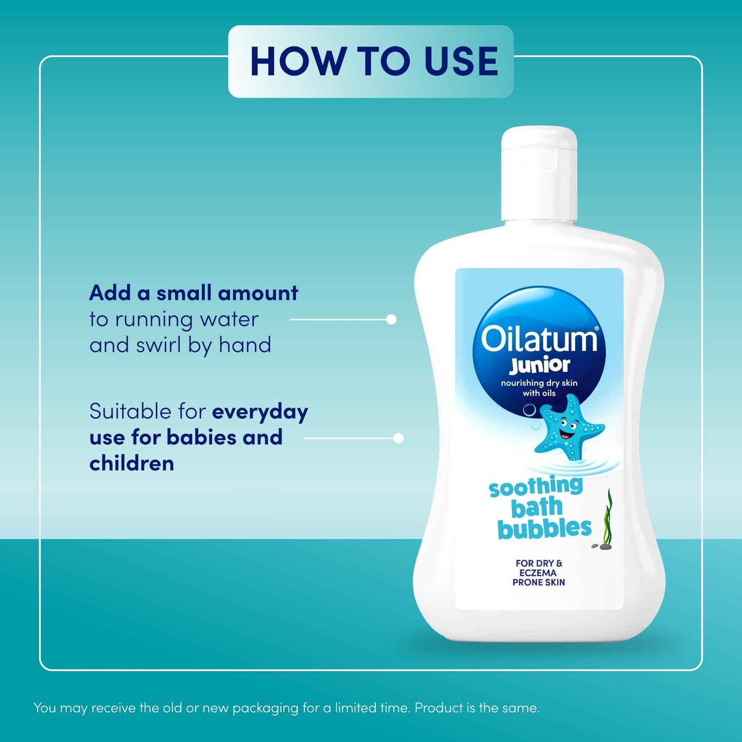 Oilatum Junior Soothing Bath Bubbles, For Dry, Sensitive & Eczema-Prone Skin, Gentle Cleanser Soothes & Moisturise Delicate Skin, Everyday use for Babies & Children, Fragrance Free, 1 x 300ml