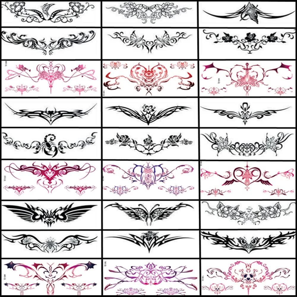 WouND 28 Sheets Women Sexy Temporary Tattoos Stickers Abdomen Waist Waterproof Tattoo Stickers Women Ideal Bachelorette Party Tattoos,for Women and Girl Temporary Fake Body Tattoos