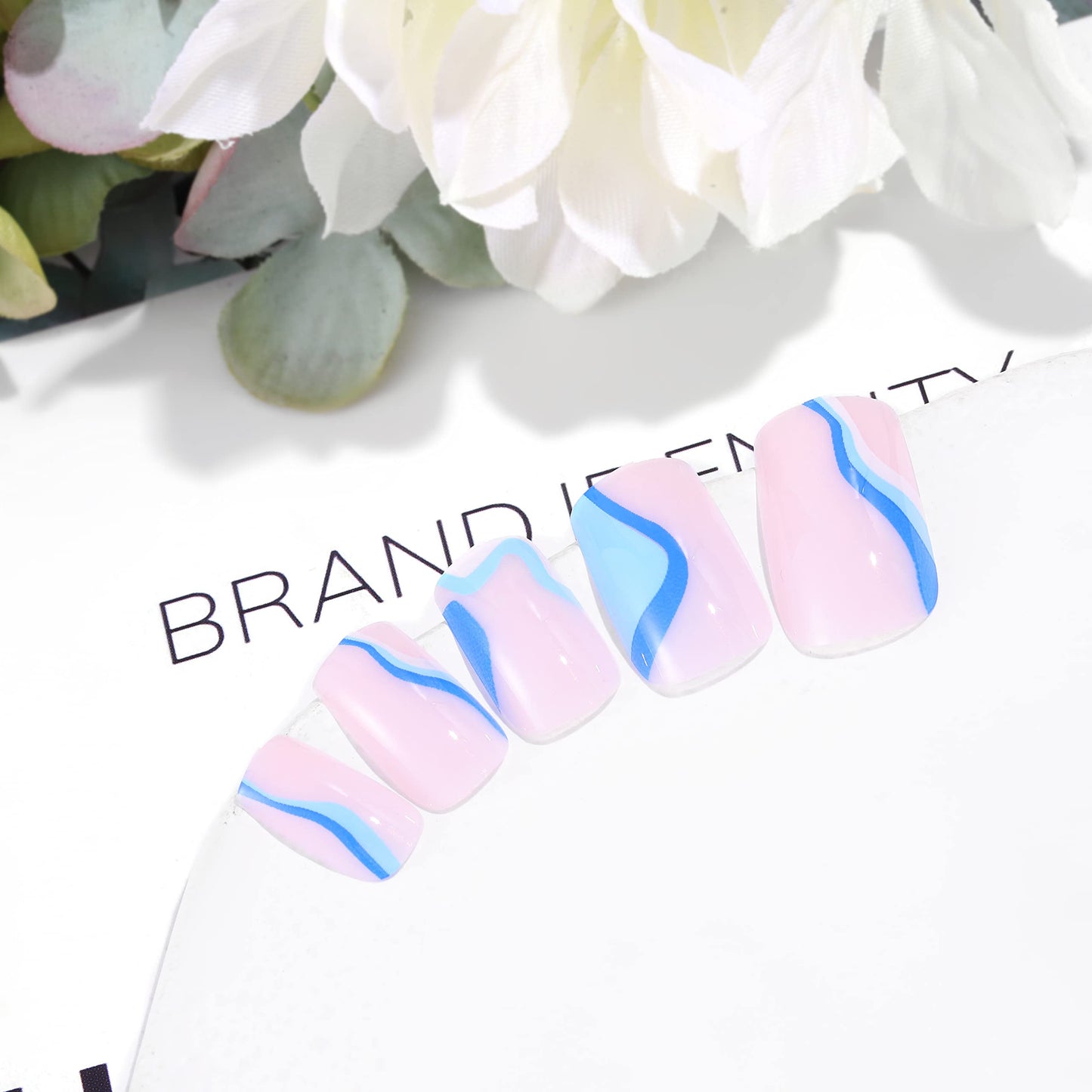 Sethexy Rainbow French Tip Pink Fake Nail Ombre Short Square False Nails Glossy Gradient Press on Nails Reusable 24Pcs Acrylic Stick on Nail for Women and Girls Nail Art