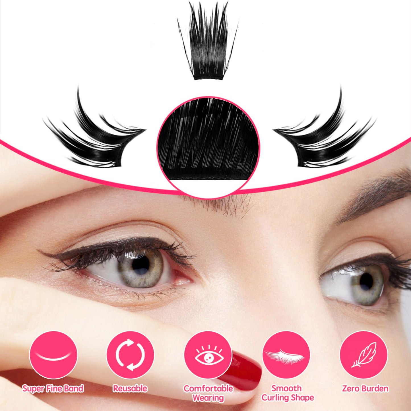 Klfoho Manga Lashes Natural Wet Look Wispy Spiky Lashes 10 Pairs Anime Eyelashes Wispy Natural Lashes Extension Strip Thai Fake Eye Lashes Handmade Thick Soft Fake Eyelashes (Fox＆Cat A01)