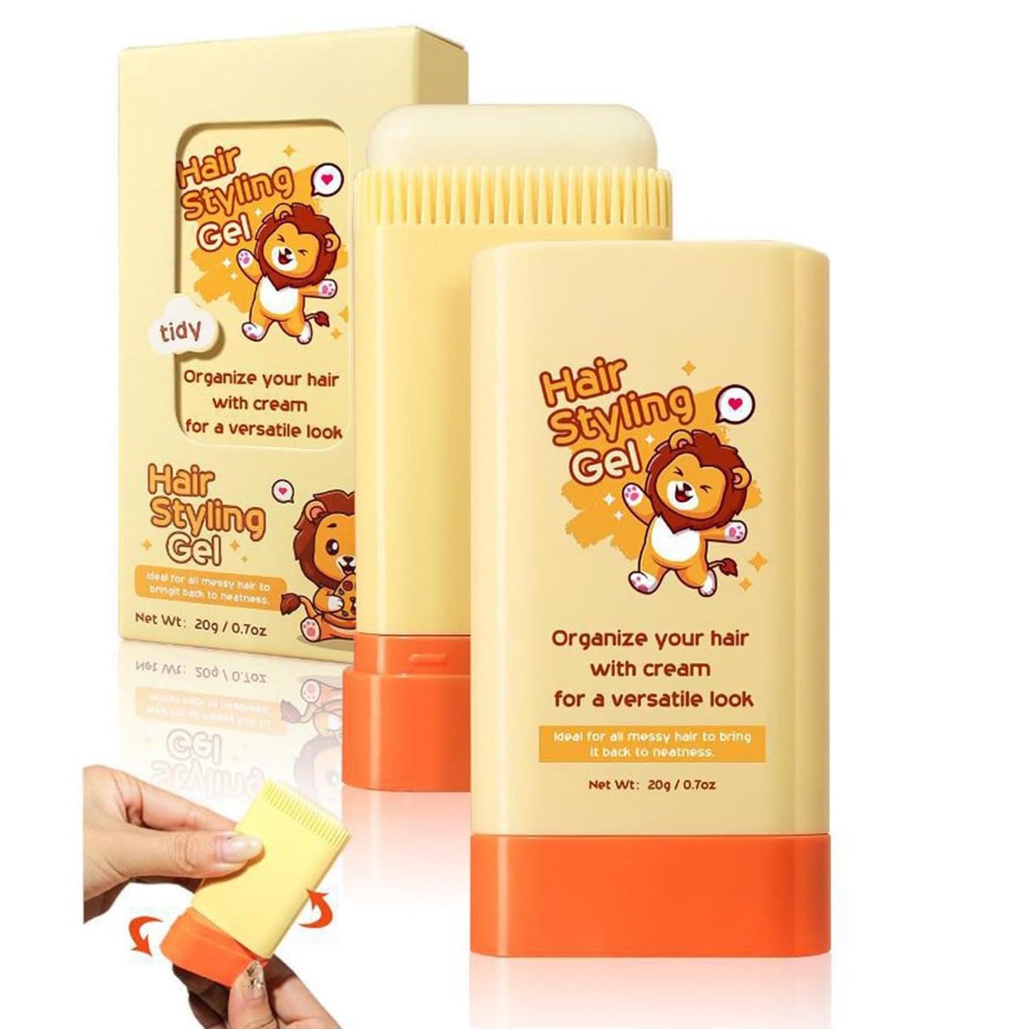 Generic 2-in-1 Hair Wax Stick with Built-In Comb for Kids, Moisturizing Non-Greasy Hair Styling Stick for Slick Back & Tidy Hair, Easy Styling, Compact & Portable, 0.71 oz