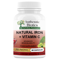 Authentic Biotics Iron & Vitamin C Supplement | 60 Vegan Capsules | Plant-Based Iron from Curry Leaves & Vitamin C from Amla | Supports Energy, Immunity & Reduces Tiredness | 2 Month Supply