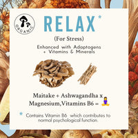 Grass & Co. Relax - 15,000mg Maitake Mushrooms with Ashwagandha | Anti-inflammatory & Immune Support Supplement | Non-GMO, Gluten-Free & Additive Free | 60 Vegan Capsules | 30 Days