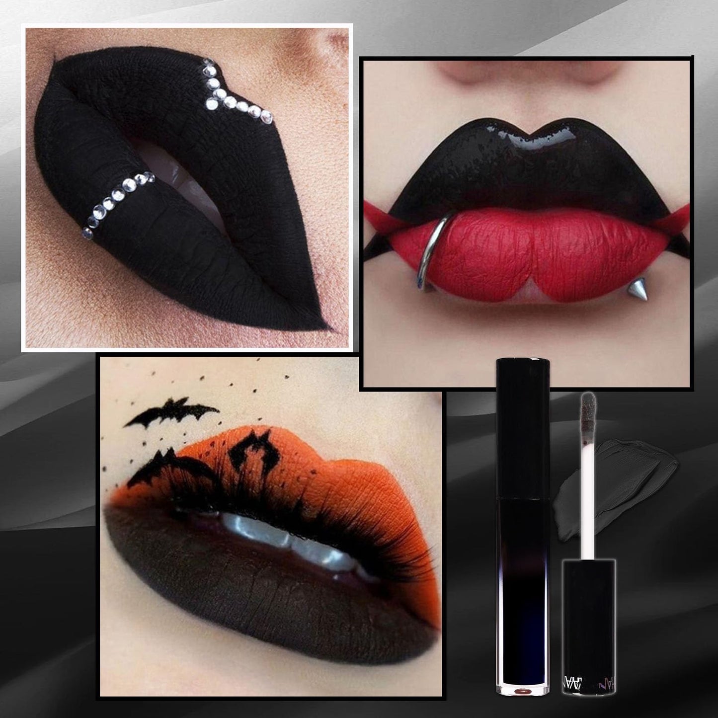 LYNTYAOU Black Matte Lipgloss, Waterproof Lip Gloss Lipsticks, Hot Color Non-stick Cup Lipstick Kit, Long Lasting Highly Pigmented Liquid Lipstick, Holiday Gifts Lips Balm for Women Makeup