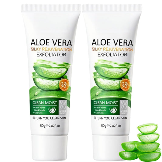 AuraBeen 2PCS Aloe Vera Exfoliating Gel - Gentle Face Scrub with Silky Peeling, Aloe Vera - Infused Exfoliator for Overall Skin Smoothness