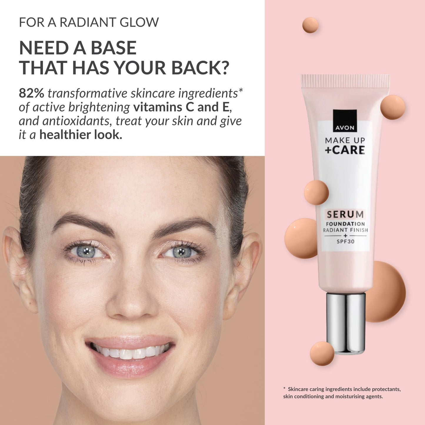 Avon Serum Foundation 30ml, SPF 30, Serum Infused Formula for Light-Medium Coverage, Locks in Moisture, Cruelty Free, Creamy Natural