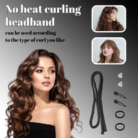 LunarCharm Heatless Curling Headband, Heatless Curlers with Small Hairpin, Overnight Curls with Thin Curlers for Sleeping, Black
