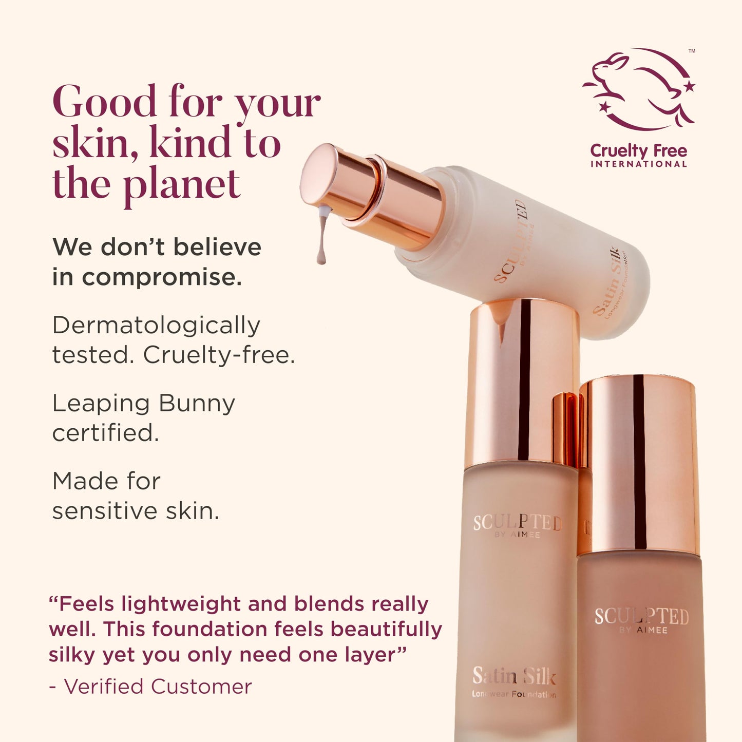 SCULPTED by Aimee Connolly Satin Silk Longwear Foundation from Sculpted by Aimee (Medium 4.0) - Lightweight, Hydrating & Buildable High Coverage, Sweat-Resistant Foundation