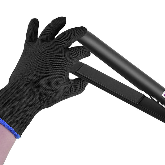 FOHOLA 1 Pcs Professional Heat Resistant Gloves for Hair Styling, Heat Proof Gloves, Heat Protection Gloves for Curling Wand (1 Pcs, Black)