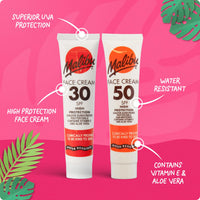 Malibu Sun SPF 30 Face Cream and SPF 30 Lip Balm Duo, High Protection Sun Cream, Water Resistant, Vitamin Enriched, 2 pack