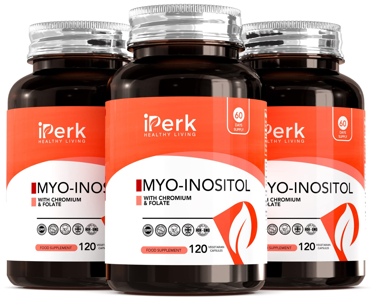 iperk Iperk Myo Inositol Chromium and Folate 1000mg Inositol Per Serving 120 Vegan Capsules Vitamin for Women Manufactured in The UK CERTIFICATED GMP