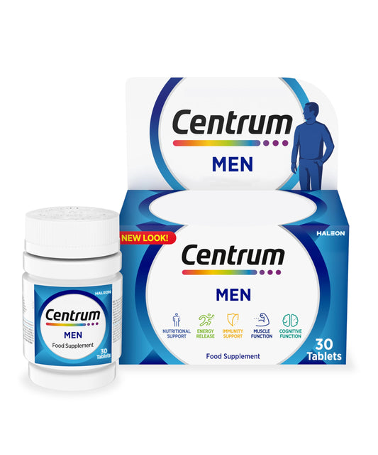 Centrum Men Multivitamin Tablets for Men, Vitamins with 23 Essential Nutrients, including Vitamin C, D and Magnesium, 30 ct (Packaging and Tablet colour may vary slightly)