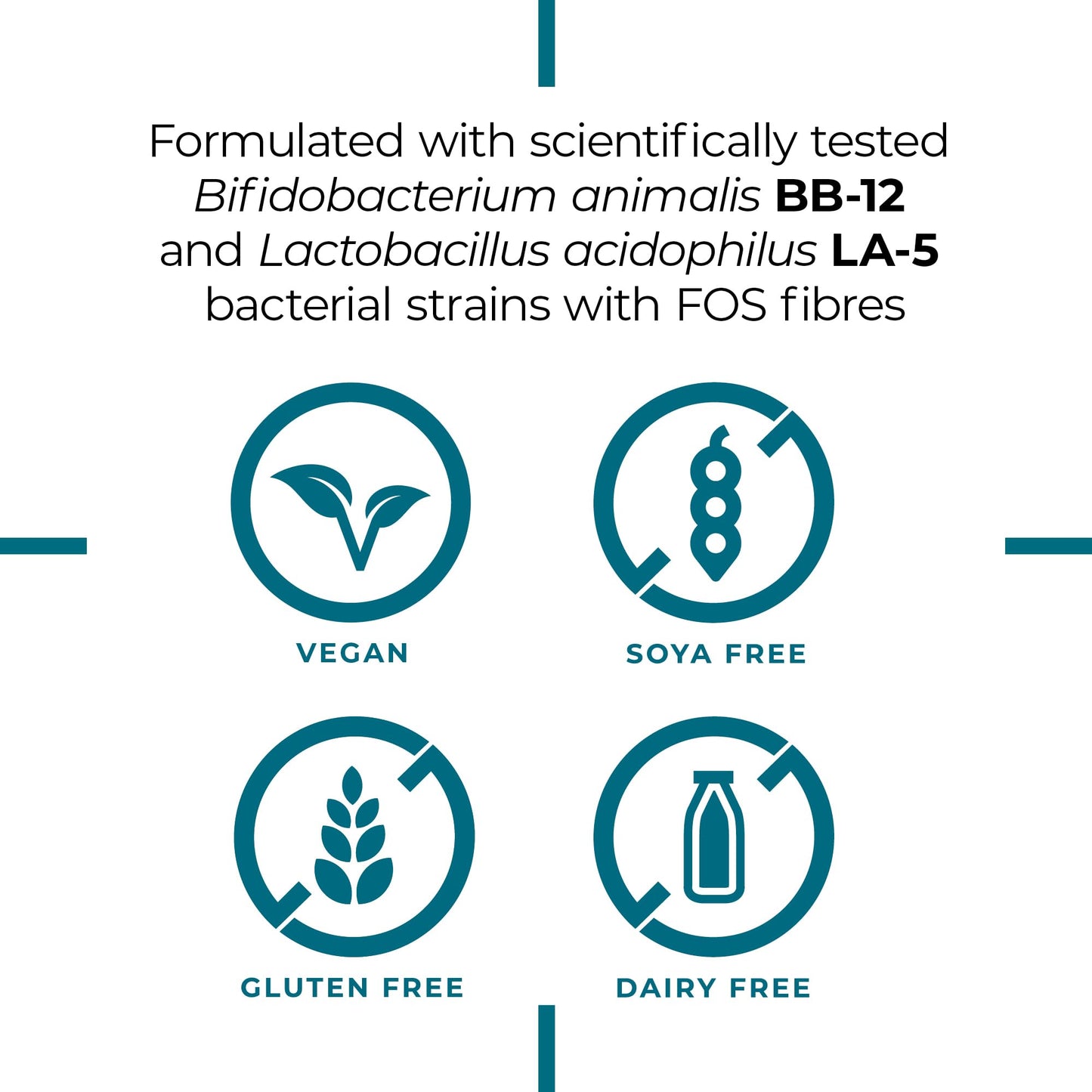 PrecisionBiotics Daily Good Bacteria - Daily Gut Health Probiotics Supplement - BB-12 and LA-5 Bacterial Culture Strains + FOS fibers - 30 Capsules