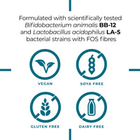 PrecisionBiotics Daily Good Bacteria - Daily Gut Health Probiotics Supplement - BB-12 and LA-5 Bacterial Culture Strains + FOS fibers - 30 Capsules