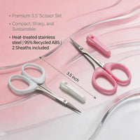 Pafason PAFASON Small High Precision Eyebrow Grooming Scissors Set, Beauty Makeup Cosmetic Tool, Curved, Straight Tip, Stainless Steel, Safety Case for Trimming Eyelash Extensions