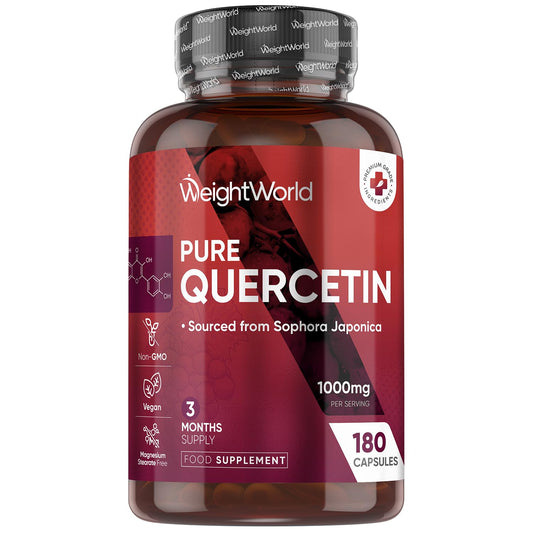 WeightWorld Quercetin Supplement 1000mg - 180 Quercetin Capsules - 3 Months Supply - Sourced from Sophora Japonica - 2 Capsules per Day - Non-GMO & Magnesium Stearate-Free - Vegan-Friendly Flavonoids Supplements