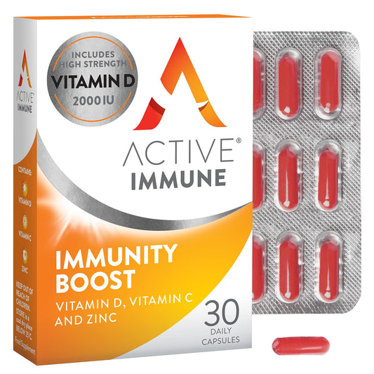 Solvotrin Active Immune | Vitamin D 2000IU | Vegan Formula | Vitamin D3 | Vitamin C & Zinc | 30 Capsules