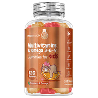 maxmedix Multivitamin for Kids - 120 Tasty Gummies - 2 Months Supply - 17 Ingredients Like Vitamins A, C, D, B12, B6, E & Zinc - Natural Raspberry & Orange Flavours - Gluten-Free Kids Vitamins with Omega 3-6-9