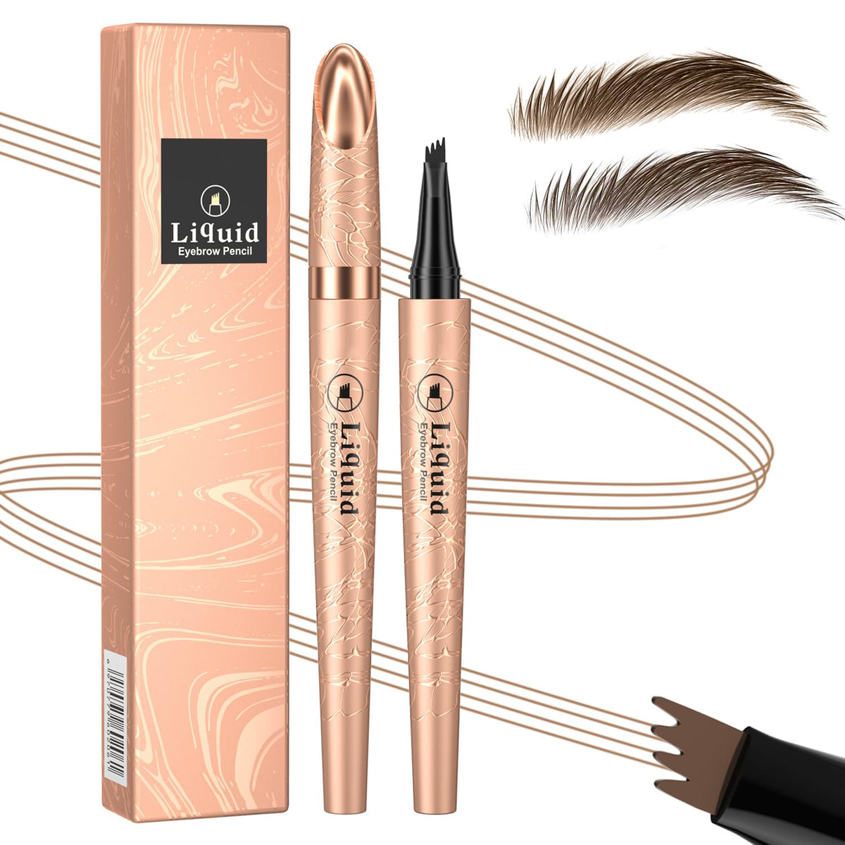 Ruicen Microblading Eyebrow Pen-2026 New Eyebrow Pencil with 4 Fork Tip for Natural-Looking Hair-Like Defined Brows, Long-Lasting for 24 HR Wear, Waterproof Eyebrow Pen Light Brown