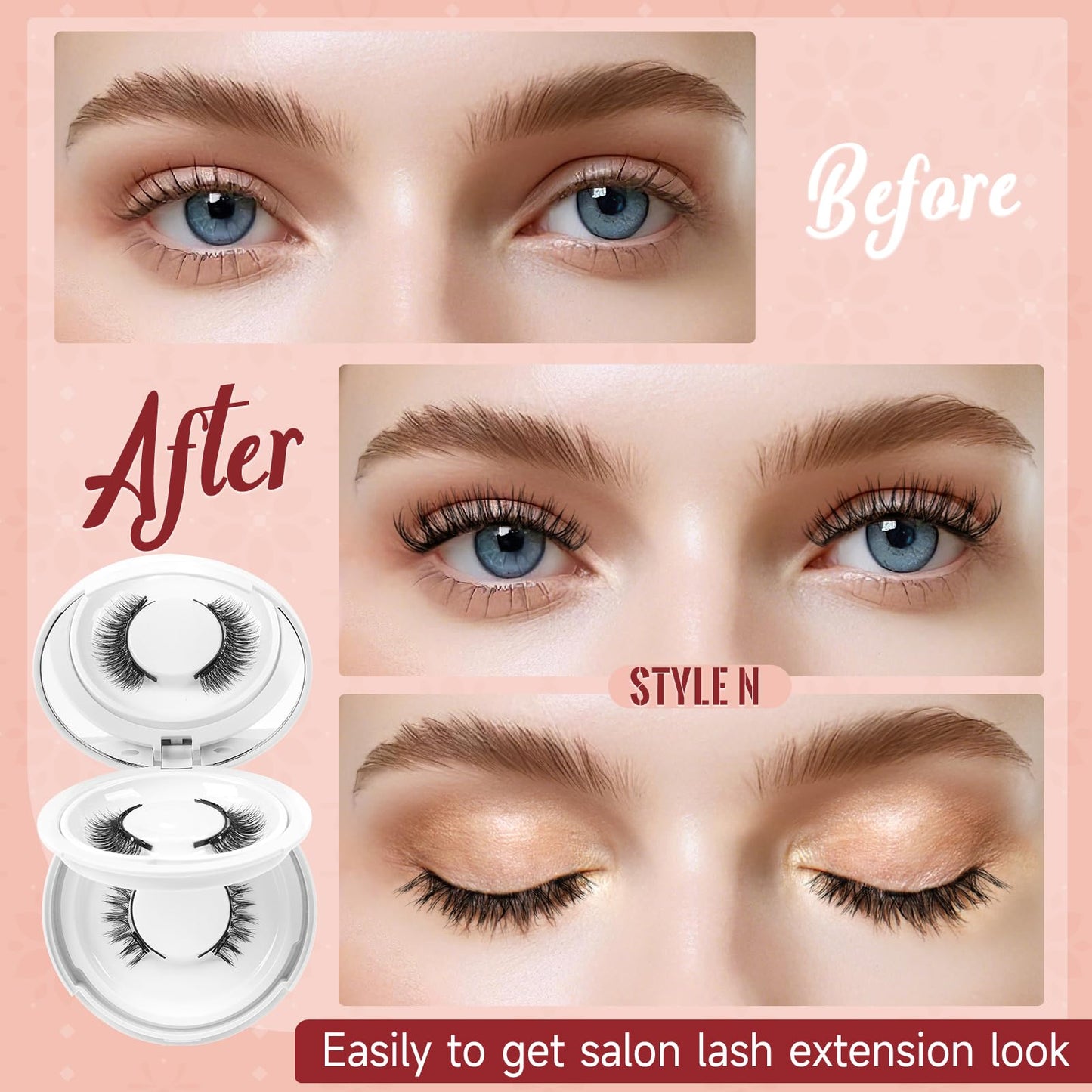 Higu clace Magnetic Eyelash Kit with Applicator, Reusable Magnetic Lashes Set with Clamp, Waterproof No Glue Needed Lashes Easy to Use (Style AN)