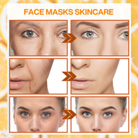 Trendyfave Vitamin C Sheet Mask 5PCS, Vitamin C Face Masks Skincare With Hyaluronic Acid, Anti Oxidation Capsule Face Mask Set, Firming Repair Face Mask, Hydrating Face Mask For Dehydrated, Dull And Tired Skin