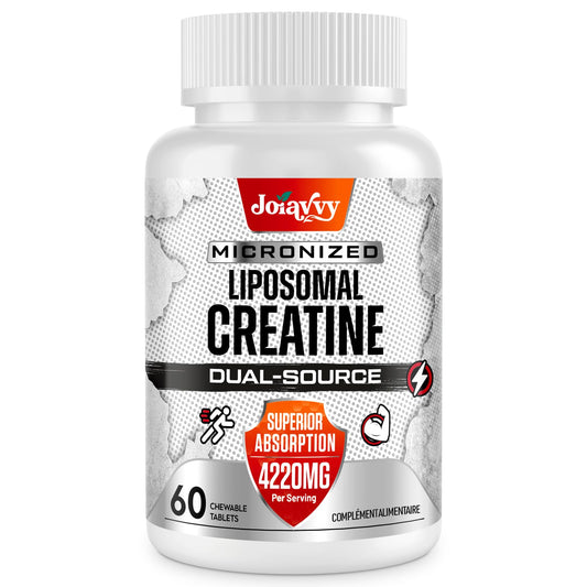 Joiavvy Liposomal Creatine Monohydrate Tablets 4220mg, 60 Chewable Pure Creatine Tablets, Added Creatine HCl, 15X Absorption, Creatine Powder Alternative, Gym Supplement for Men & Women, Vegan (60 Tablets)