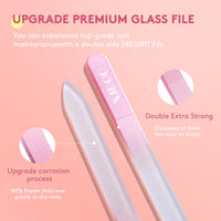 XIPOO Nail File Glass Nail File 3 Pack Premium Glass Nail File with Case Crystal Nail File Professional Salon Manicure Tool for Natural Nails Stocking Fillers for Women and Girls