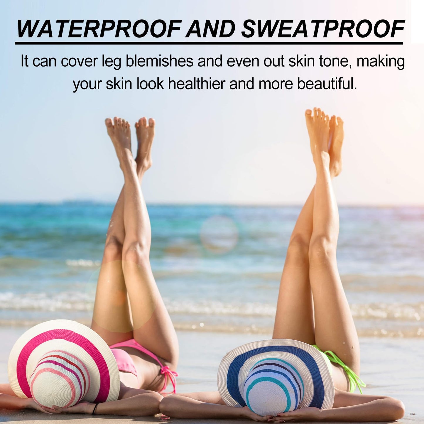 2PCS Waterproof Leg Makeup with Tanning Effect – Full Coverage Body Concealer for Veins & Scars, Natural-Looking Bronzing Cream, Sweat-Resistant & Streak-Free Blendable Foundation (Bronze)